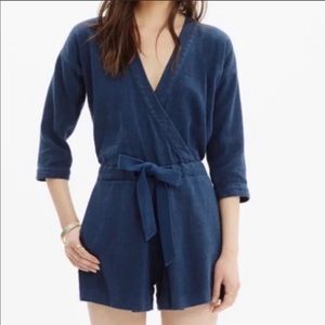 Madewell XS Wrap Navy Romper